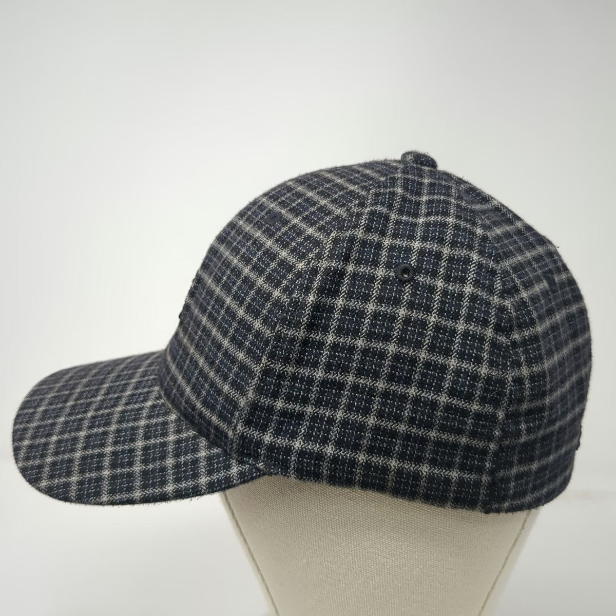 Kangol Baseball Cap Blue Gray White XL Flexfit Mini Plaid Kangaroo Logo Hat
