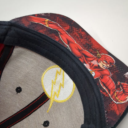 DC Comics Snapback Hat Red One Size Flash Logo Under Visor Graphic Cotton Black