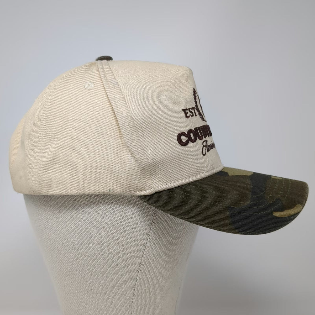American Attire 5 Panel Beige One Size Country Club Deer Camo Snapback Hat
