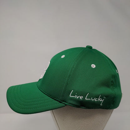 Live Lucky Fitted Hat Green OSFA Embroidered Vented Holes 6 Panel Black Clover