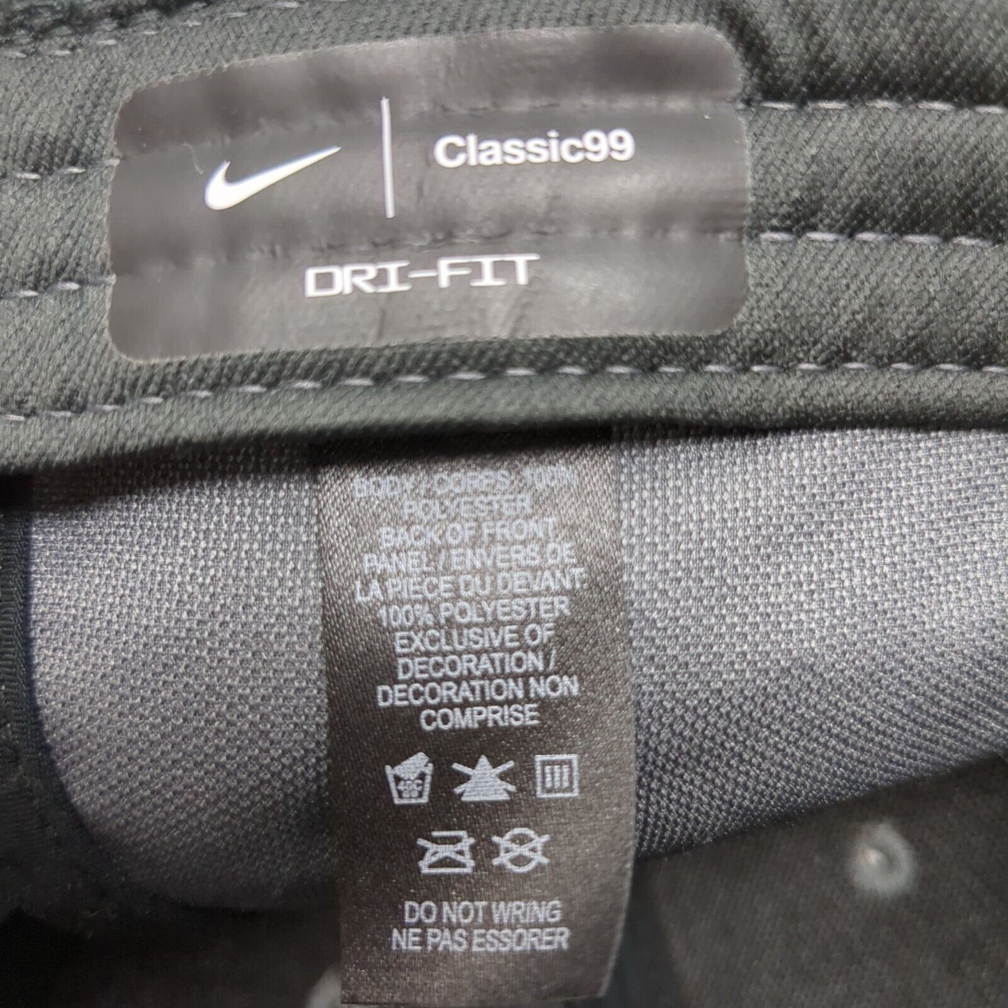 Subtext Fitted Hat Gray M/L Nike Swoosh Classic99 Dri-Fit W/Tags