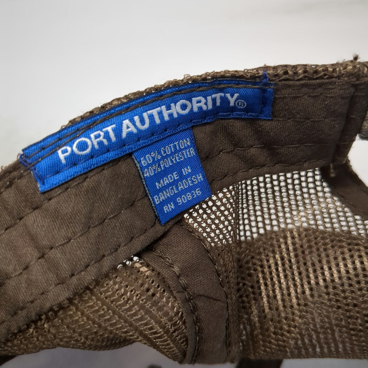 Port Authority Baseball Cap Brown One Size Camo Mesh Back Embroidered Logo Hat