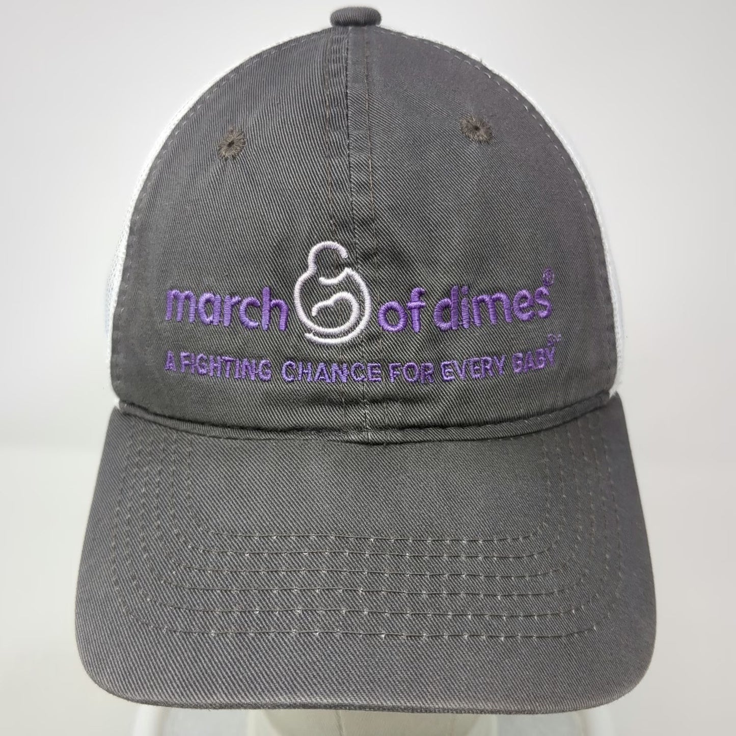 Outdoor Cap Baseball Cap Gray White One Size March of Dimes Mesh Strapback Hat