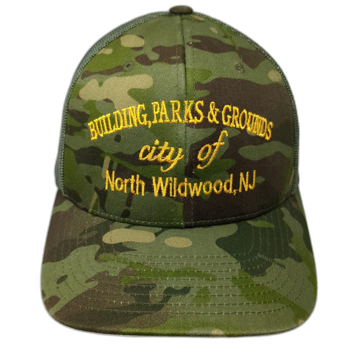 Yupoong Trucker Hat Green Camo One Size North Wildwood NJ Parks Grounds hat