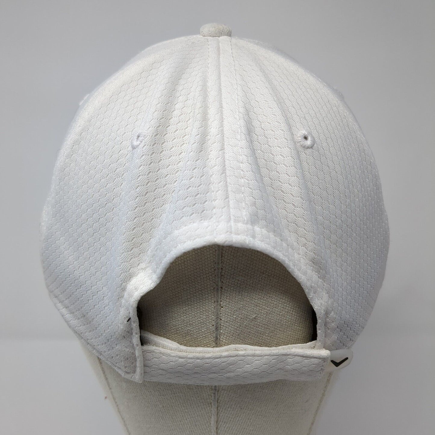 Callaway Strapback Hat White One Size Adjustable Breathable Emblem Polyester