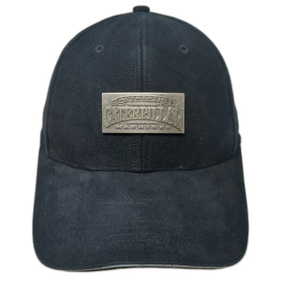 Caterpillar Baseball Cap Black OSFM Metal Logo Plate Reflective Strapback Hat
