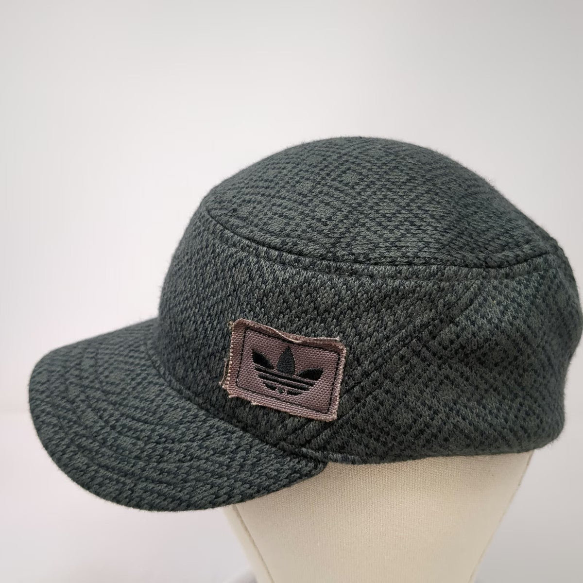 Adidas Army Cap Gray M Knit Trefoil Logo Elastic Sweatband Flex Fitted Hat