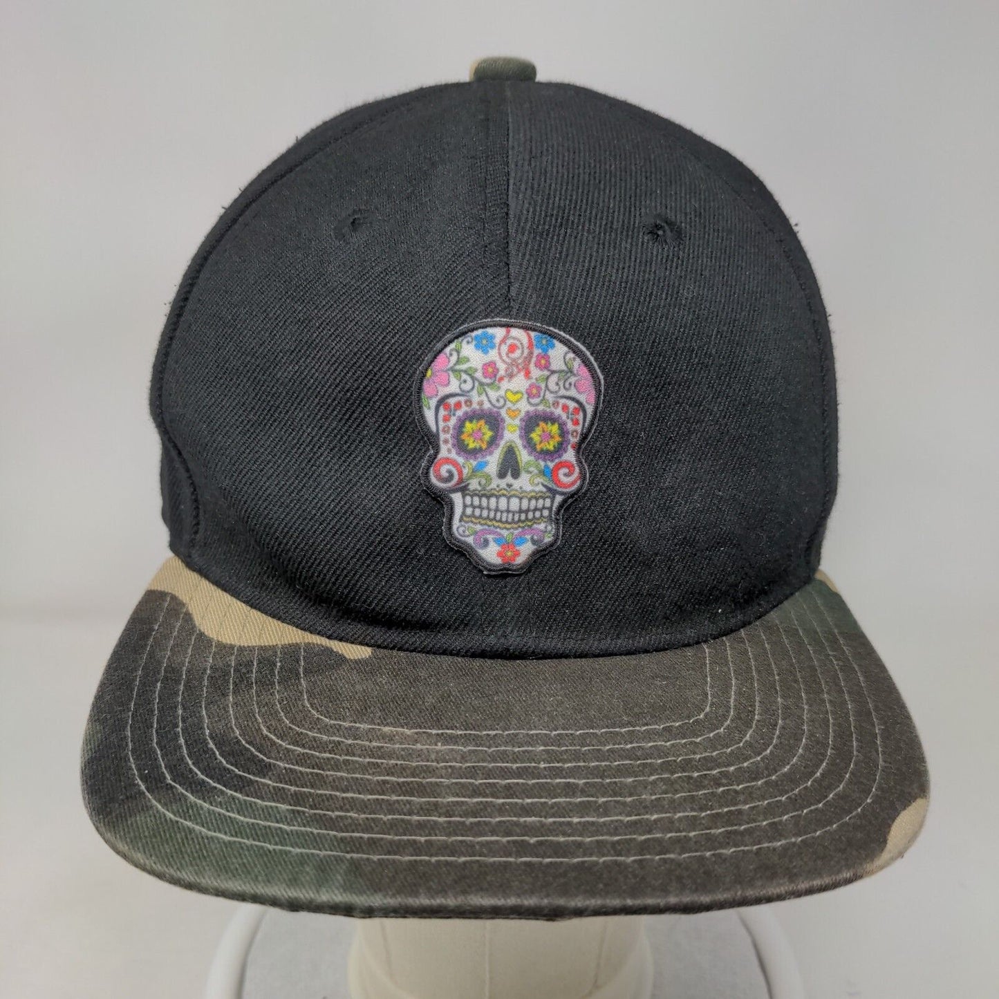 Sugar Skull Snapback Hat Multicolor One Size Adjustable Patch Logo 6 Panel