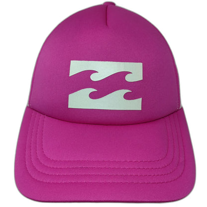 Billabong Trucker Hat Pink White One Size Wave Logo Mesh Back Snapback Surf Cap