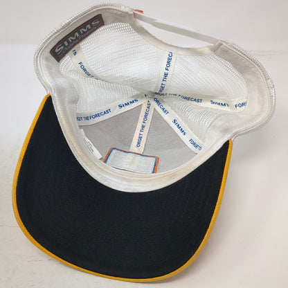Simms Trucker Hat Yellow One Size Fish Patch Mesh Back Bozeman Montana Snapback