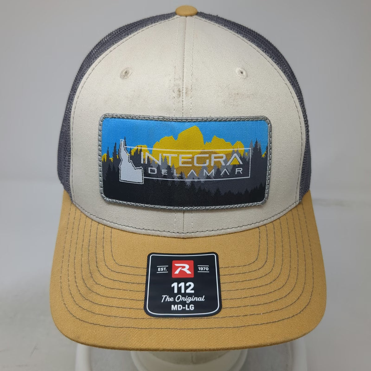 Richardson Trucker Hat Beige L 112 Snapback Mesh Integra Delamar Idaho Patch