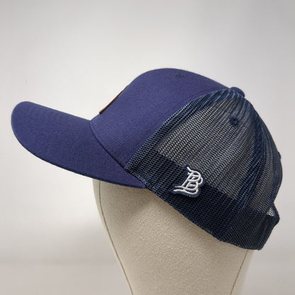 Idaho Leather Patch Trucker Hat Blue One Size Mesh Back Branded Bills