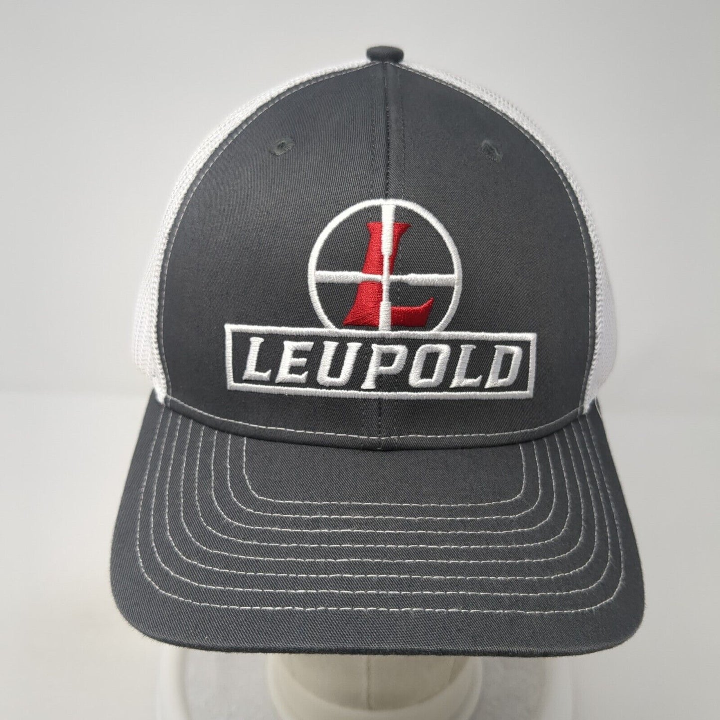Leupold Trucker Hat Gray One Size Adjustable Embroidered Mesh Back 6 Panel