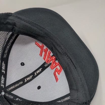 Haas Snapback Mesh Back Trucker Hat Black OSFA Adjustable Embroidered