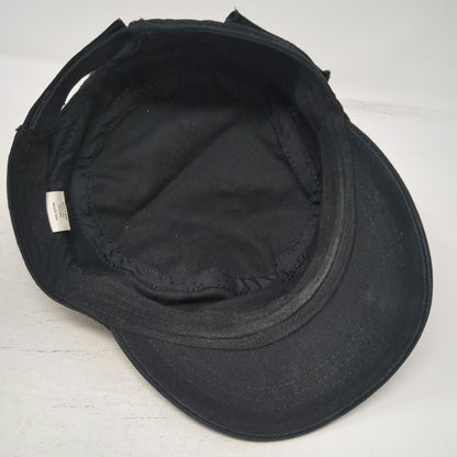 Army Cap Black One Size Side Pocket Cotton Adjustable Solid Cadet Military Hat