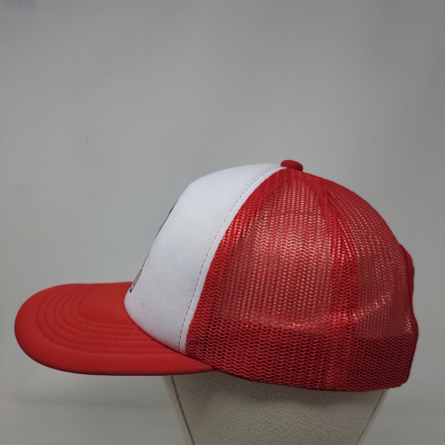 Soccer Ball Snapback Mesh Back Trucker Hat Red One Size Colorblock