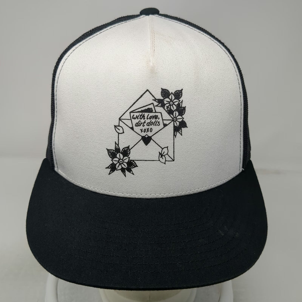 Yupoong Trucker Hat Black One Size With Love Dirt Dolls Floral Graphic Snapback