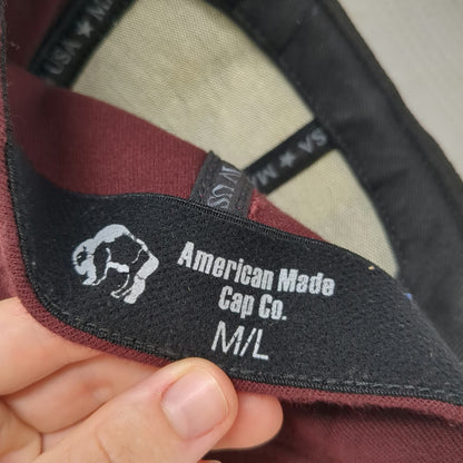 American Made Cap Co. Baseball Cap Red Gray L 122 Two Tone Logo Made in USA Hat