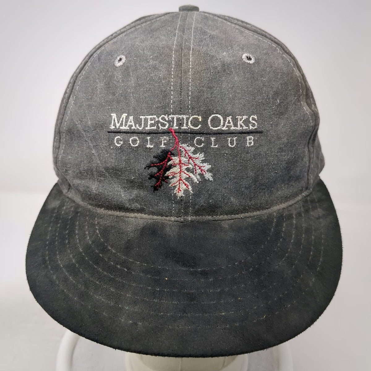Texace Baseball Cap Gray Majestic Oaks Golf Club Leather Strapback Hat Vintage