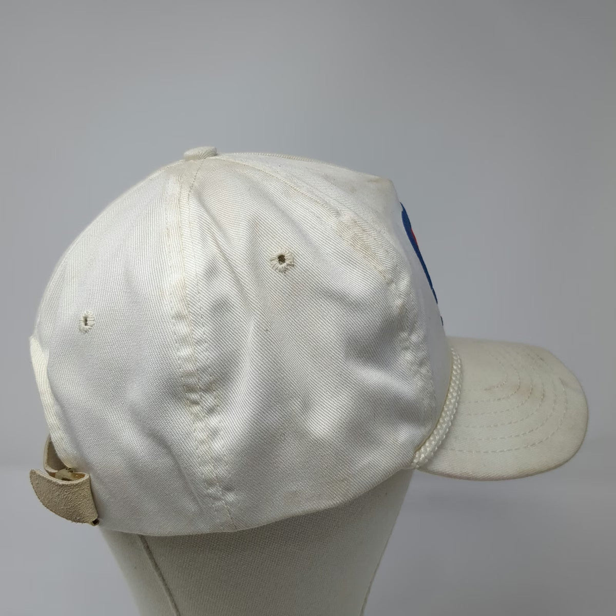 Headliner 5 Panel Hat White OSFM Met-Chem Graphic Rope Brim Slideback Made USA