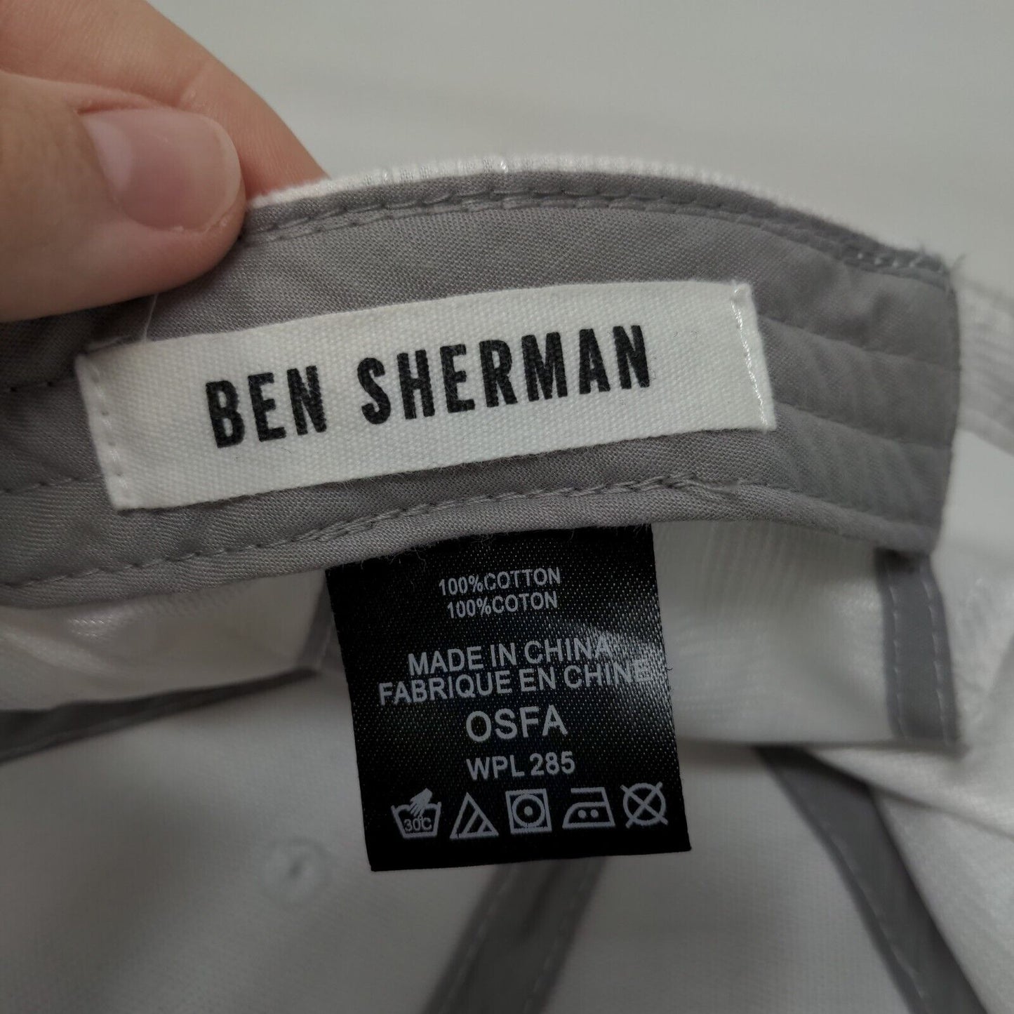 Ben Sherman Slideback Hat White OSFA Embroidered Logo Adjustable