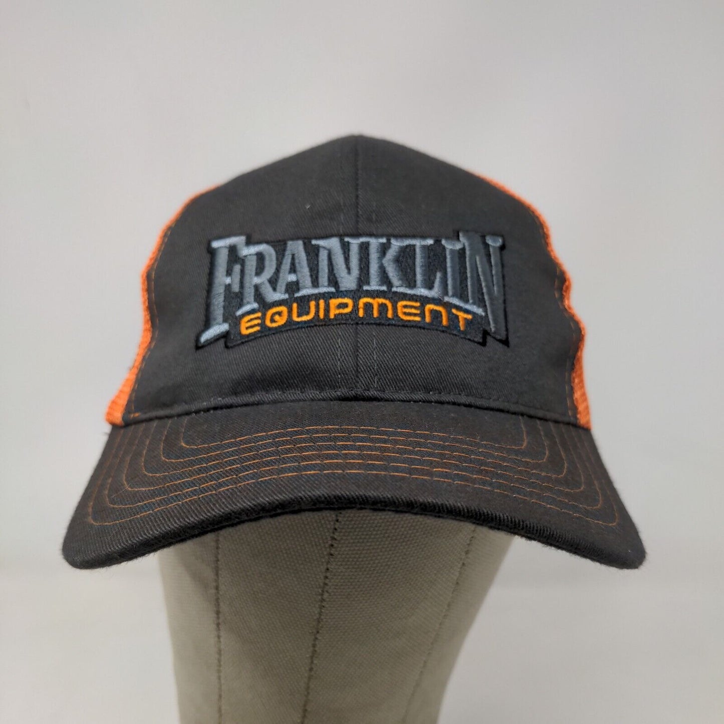 Franklin Equipment Mens Snapback Mesh Back Hat Gray Orange Size OSFM Embroidered