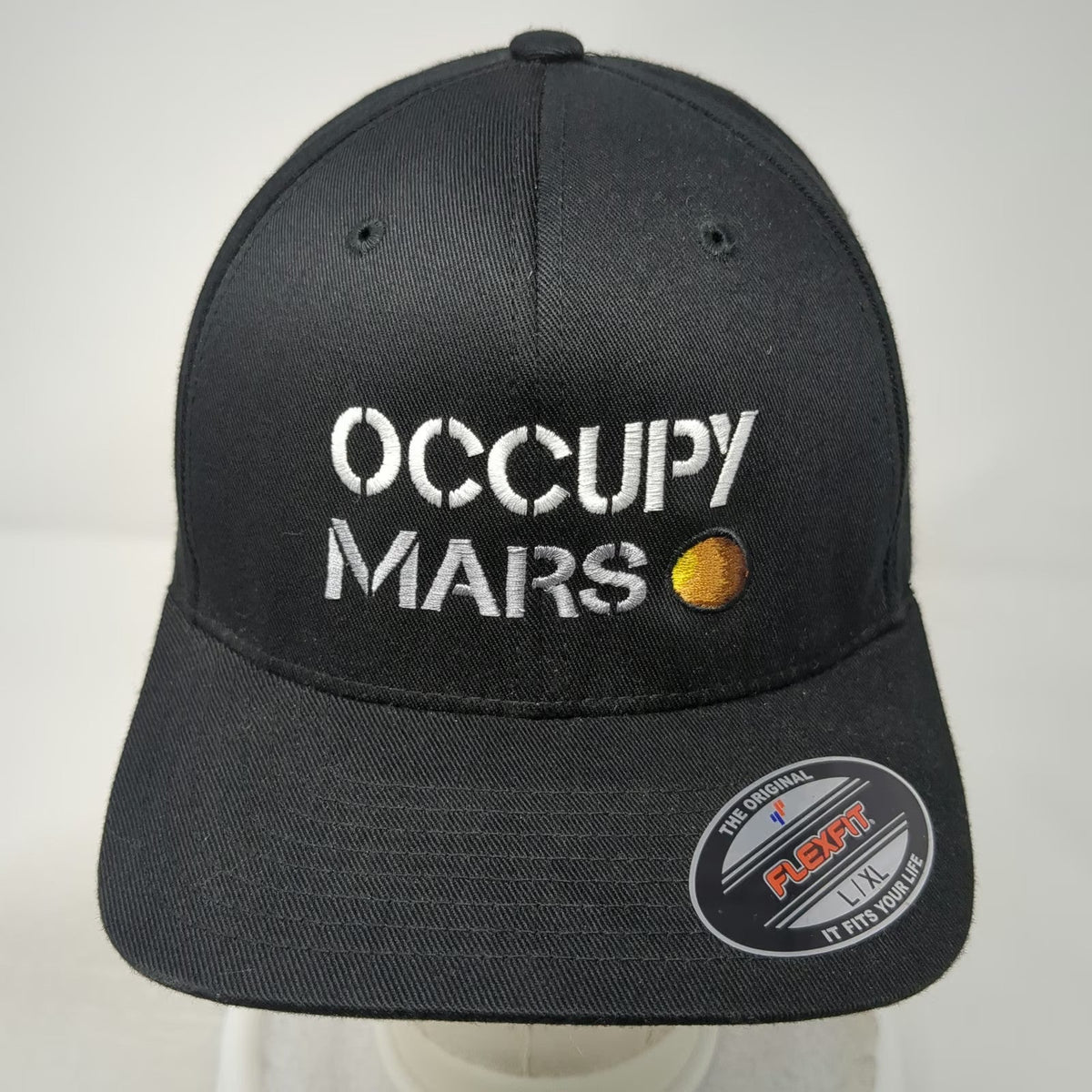 Flexfit SpaceX Occupy Mars Baseball Cap Black XL Hat Embroidered Fitted Logo