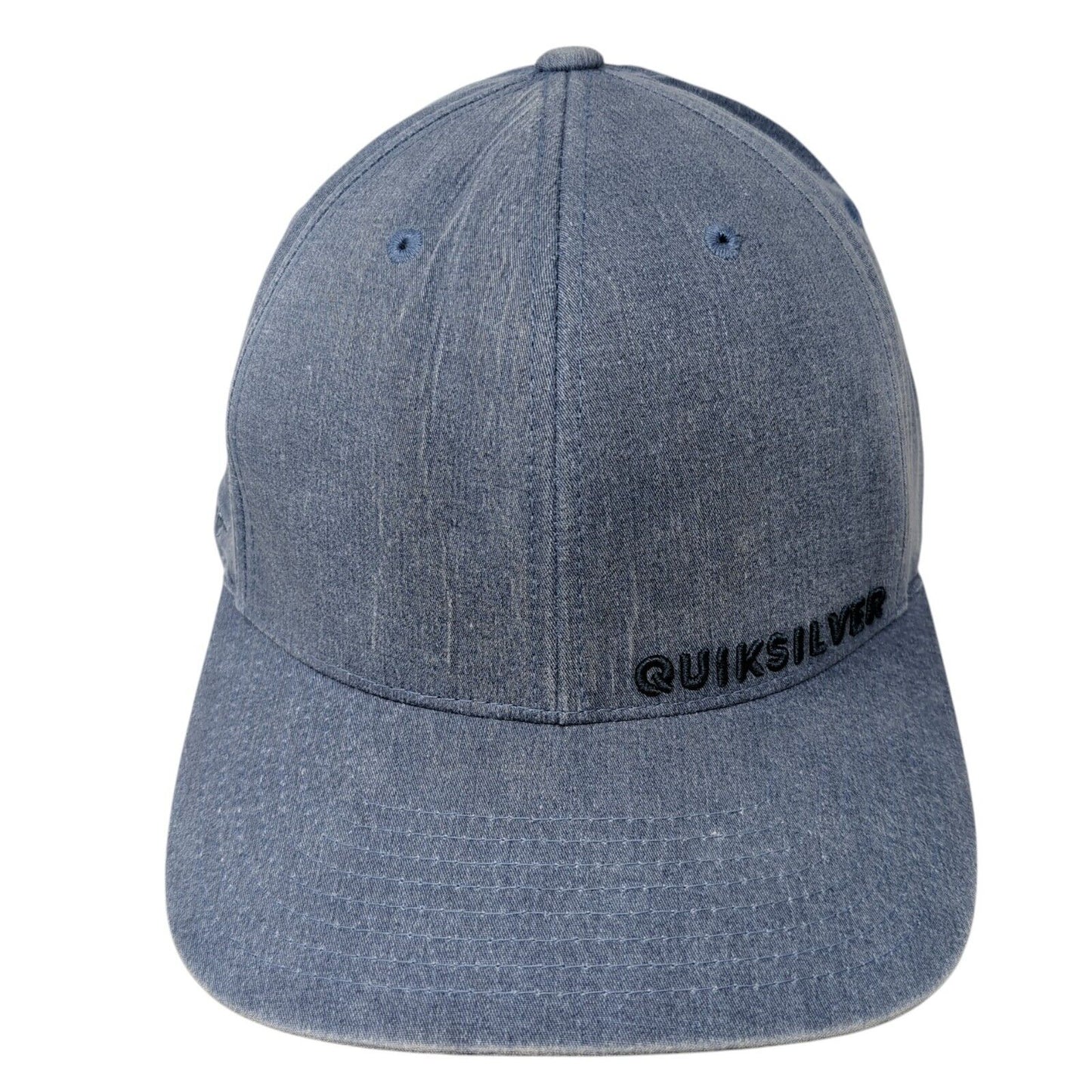 Quiksilver Flexfit Fitted Hat Blue L/XL Lightweight Embroidered Vented Holes