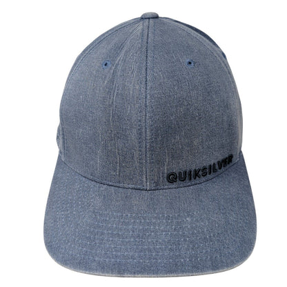 Quiksilver Flexfit Fitted Hat Blue L/XL Lightweight Embroidered Vented Holes