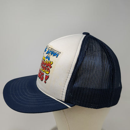 Trucker Hat Blue Meaner Than A Junk Yard Dog Mesh Back Snapback Vintage