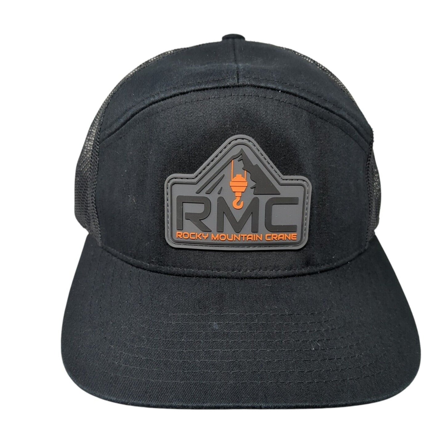 RMC Rocky Mountain Crane Snapback Trucker Hat Black One Size Mesh Back