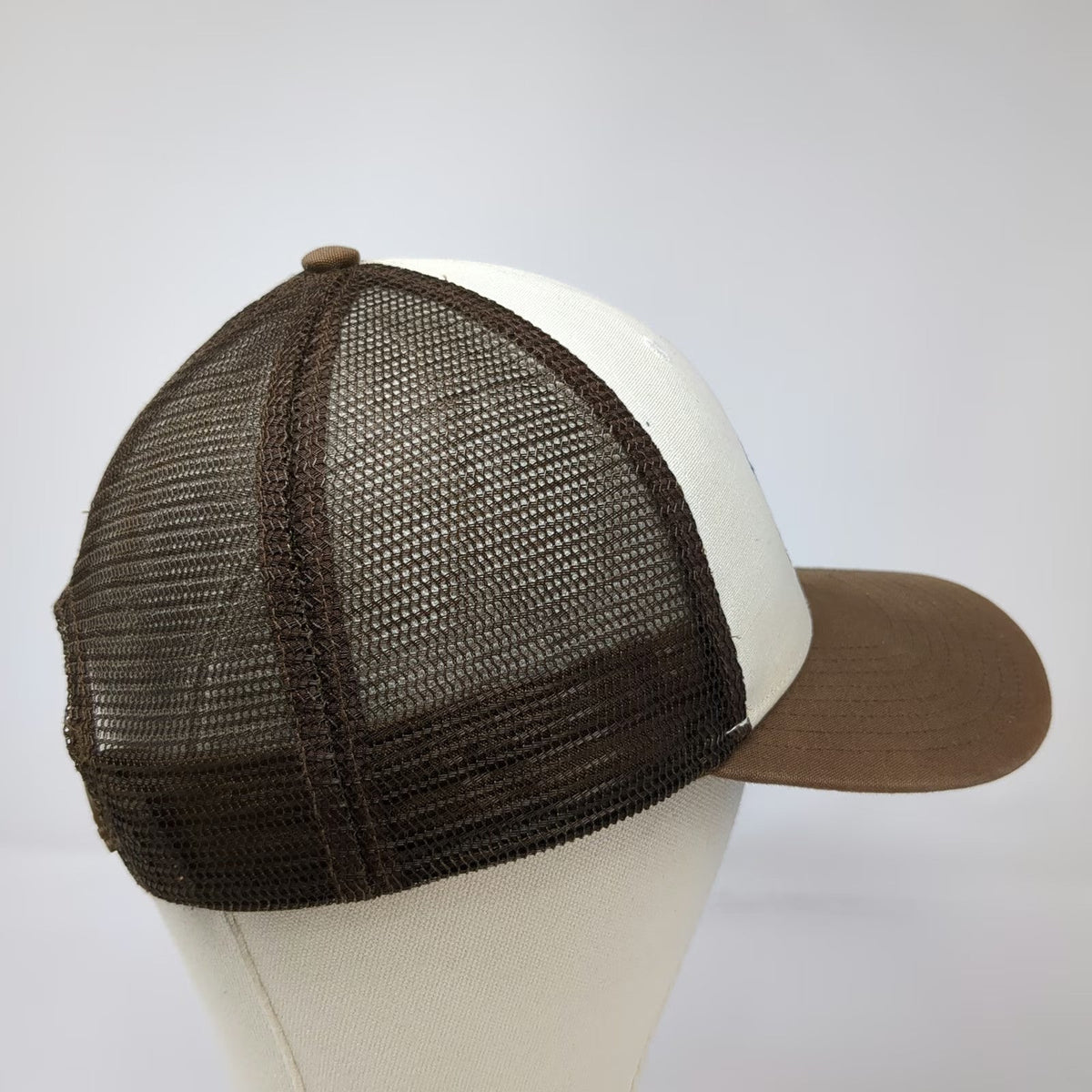 Patagonia Trucker Hat Brown Beige One Size Bison Logo Mesh Snapback Hiking Cap