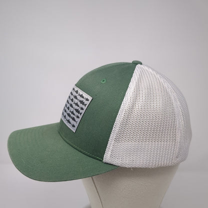 USA Fish Flag Fitted Mesh Back Trucker Hat Green One Size PFG Columbia