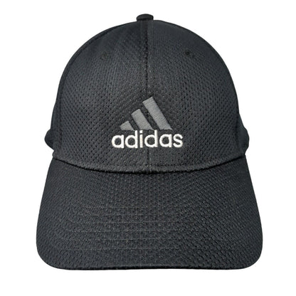 Adidas Fitted Hat Black One Size Embroidered Vented Holes Breathable 6 Panel