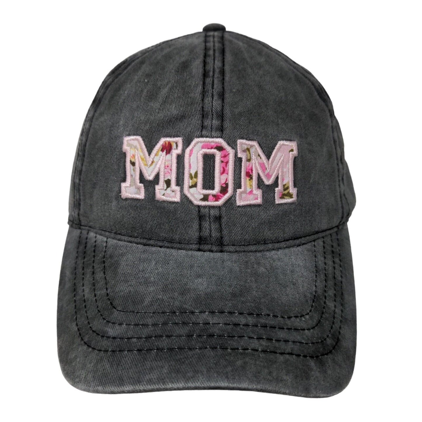 David & Young Women's Slideback Hat Gray Size OSFM Embroidered MOM Logo Cotton