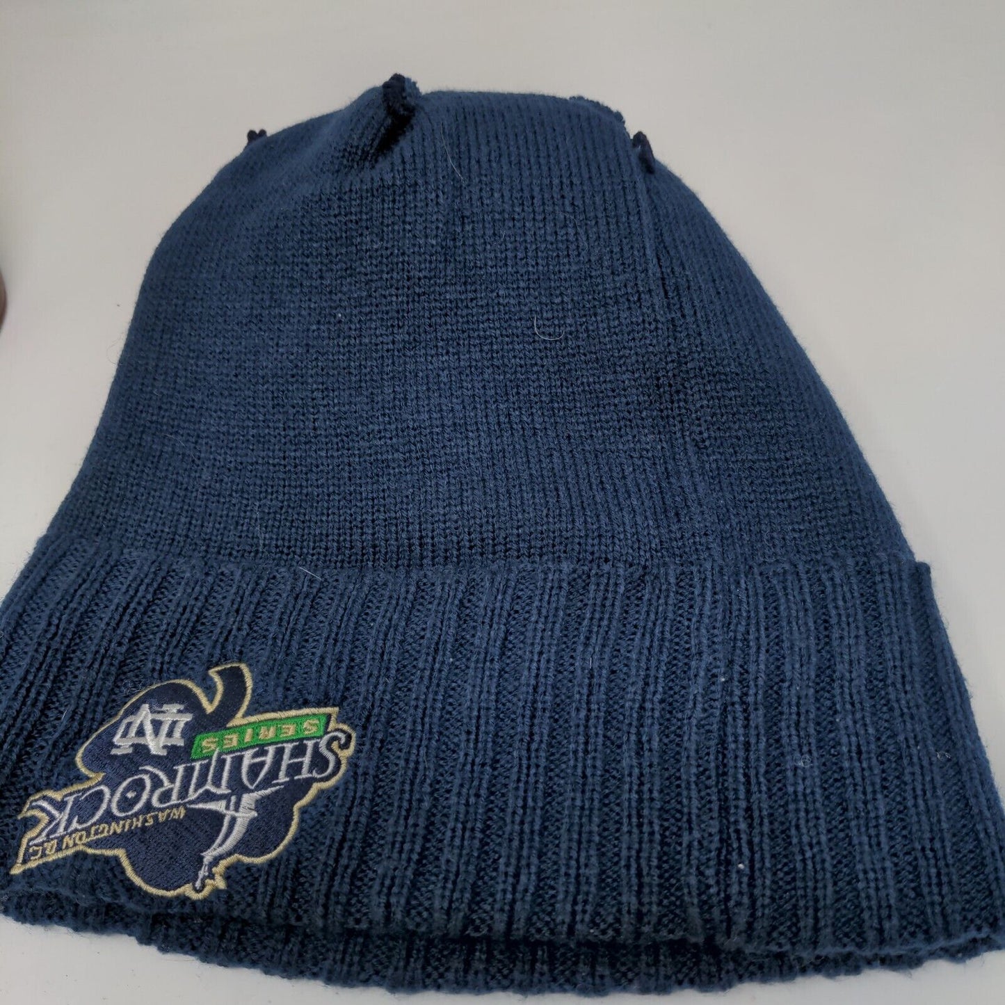 Adidas Men's Notre Dame Fighting Irish Knit Beanie Hat Cap Blue Striped OSFA