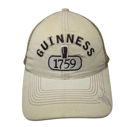 Guinness 1759 Snapback Trucker Hat Tan One Size Adjustable Mesh Back Bio-Domes