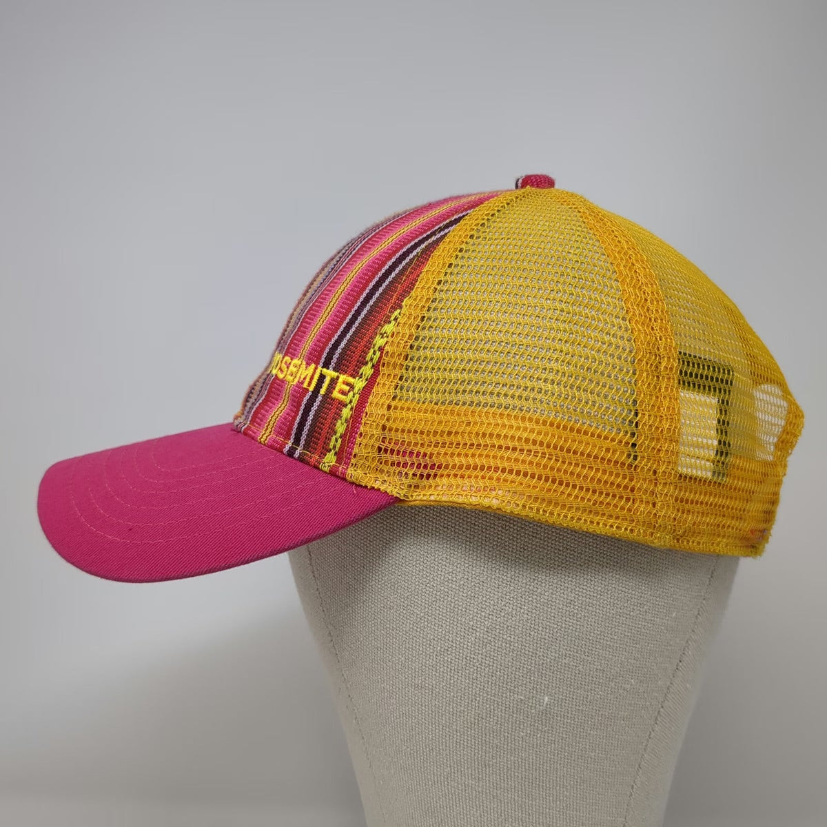 camp david Baseball Cap Pink One Size Yosemite Mesh Woven Stripe Adjustable Hat