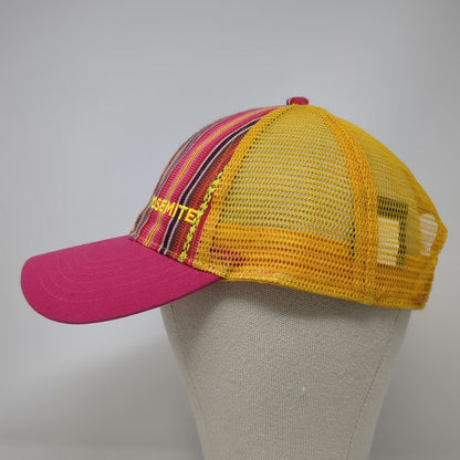 camp david Baseball Cap Pink One Size Yosemite Mesh Woven Stripe Adjustable Hat