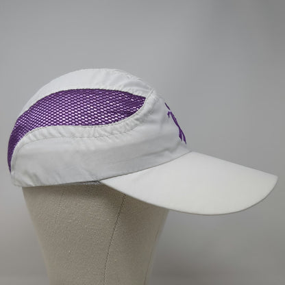 RaceTrackers Baseball Cap White One Size Purple Mesh Running Ribbon Logo Hat