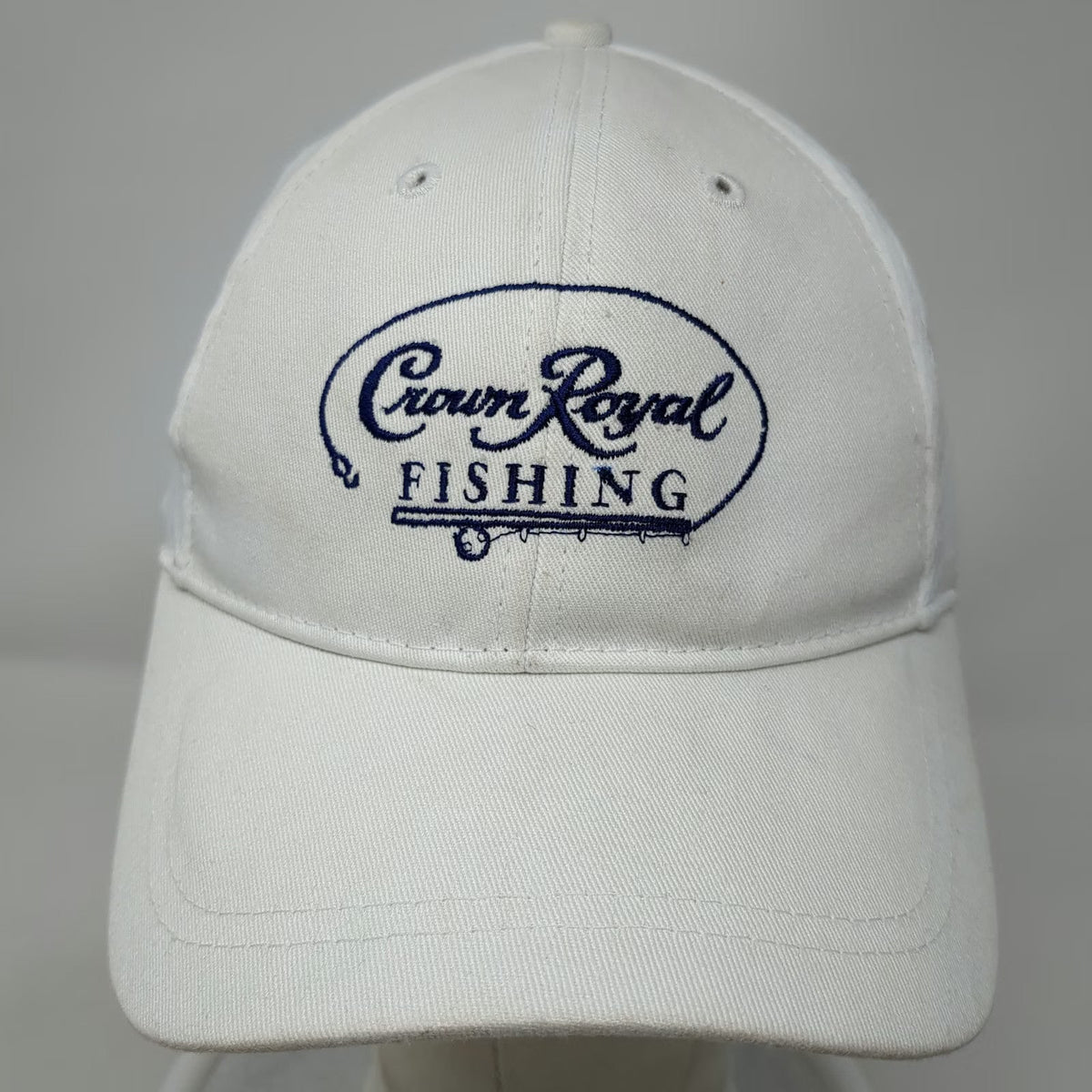 Crown Royal Baseball Cap White One Size Fishing Mesh Back Strapback Logo Hat