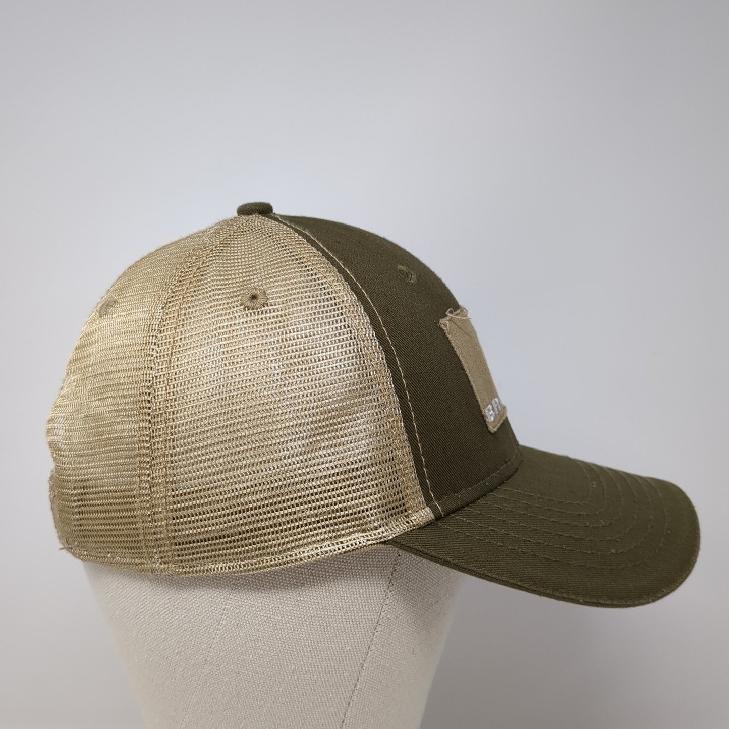 Bronco Patch Snapback Mesh Back Trucker Hat Brown One Size Adjustable