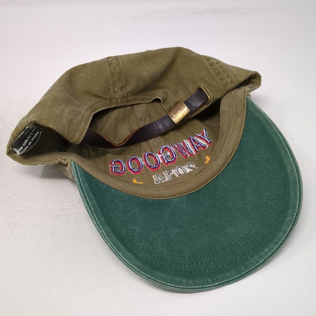 Legacy Baseball Cap Green One Size Yawgoog 2014 Boy Scout Camp Leather Strap Hat