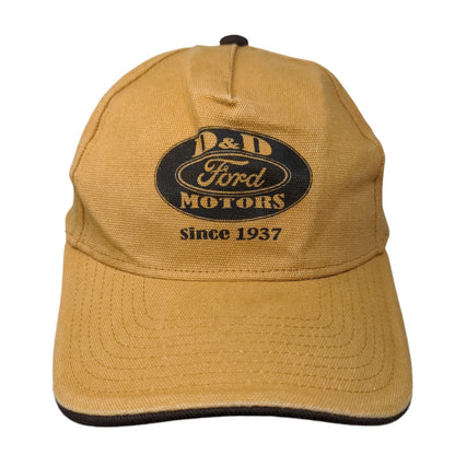 D&D Motors Ford Since 1937 Strapback Hat Tan One Size Vent Holes Cobra