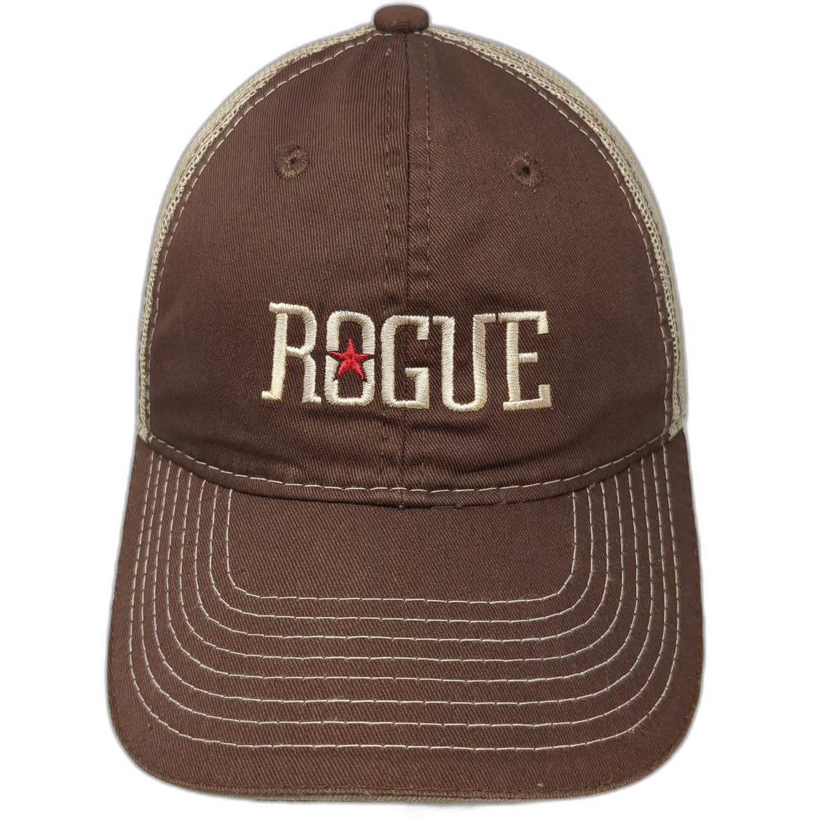 Outdoor Cap Trucker Hat Brown One Size Mesh Back Snapback Rogue Fitness Logo Hat