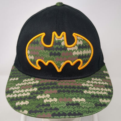 DC Comics Batman Baseball Cap Black XL Fitted Camo Logo Graphic Flat Brim Hat