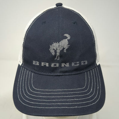 Quake City Caps Trucker Hat Blue One Size Bronco Horse Mesh Snapback Graphic
