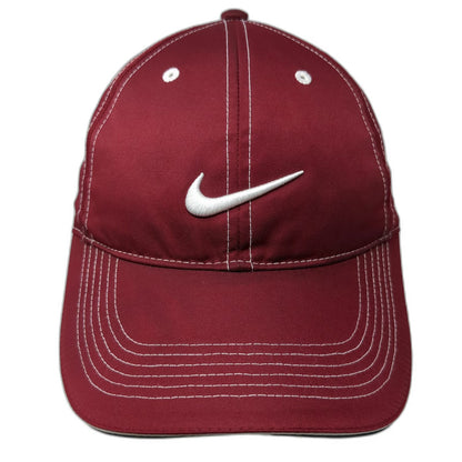Nike Golf Baseball Cap Red One Size Embroidered Swoosh Contrast Stitch Hat Strap