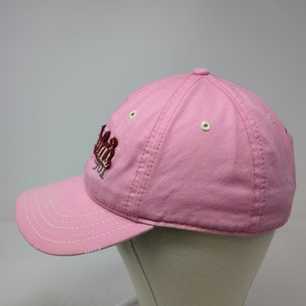 Cabela's Baseball Cap Pink One Size Distressed Brim Contrast Stitch Hat