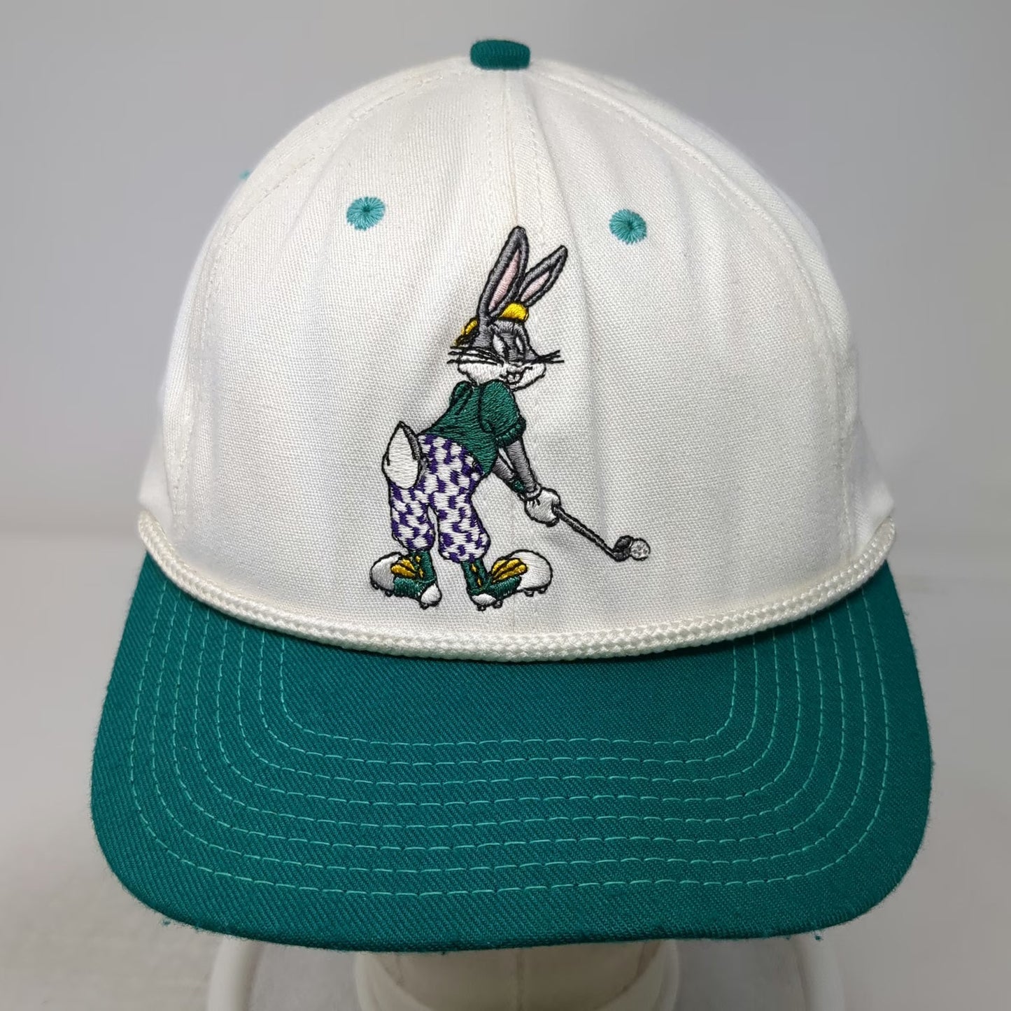 Acme Clothing Snapback White Vintage Bugs Bunny Golf Rope Hat Made in USA 1991